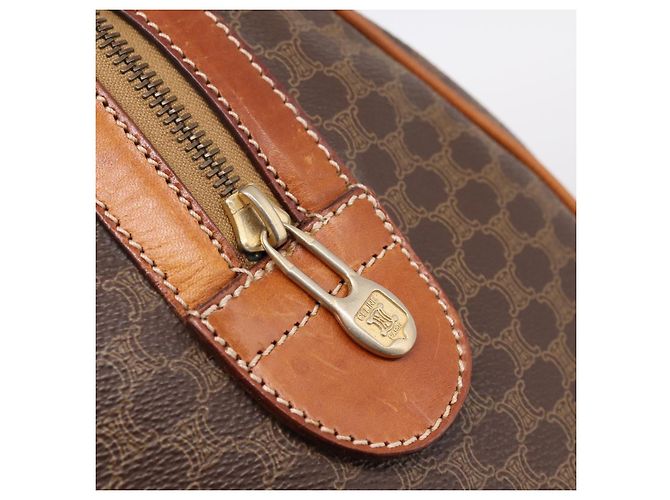 Céline CELINE Macadam Canvas Hand Bag PVC Leather Brown Gold - vista 10