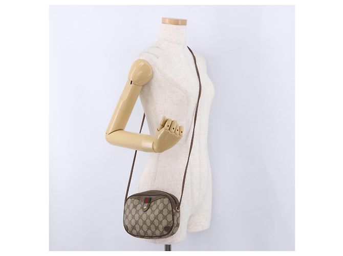 GUCCI GG Supreme Web Sherry Line Bag PVC Beige Gold 156 02 066 - vista 21