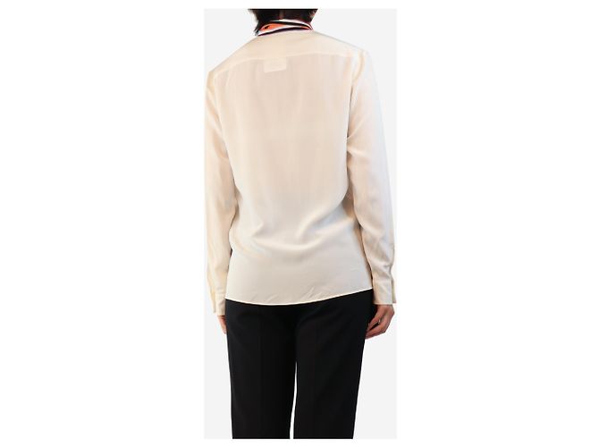 Emilio Pucci Cremefarbene Seidenbluse mit Schlaufenkragen - size UK 8 - Ansicht 2