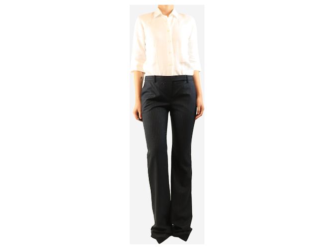 Alexander Mcqueen Pantalones de raya diplomática en lurex negro - size UK 12 - vista 2