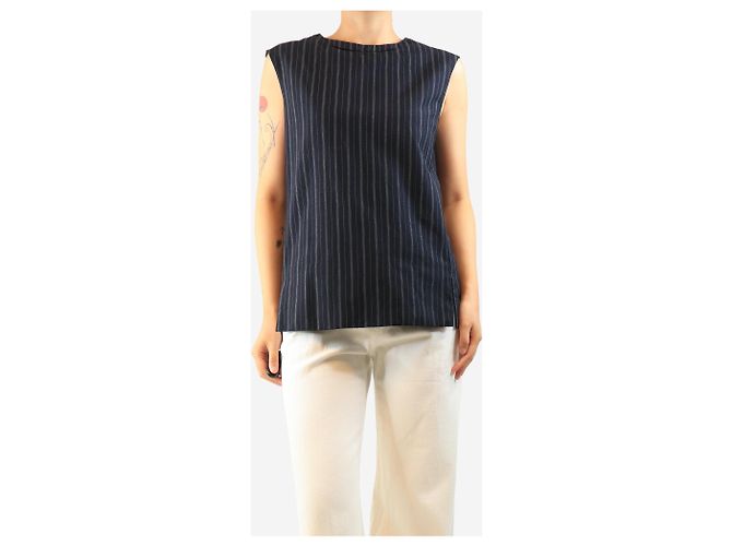 Jil Sander Top a rayas sin mangas azul marino - size M - vista 3