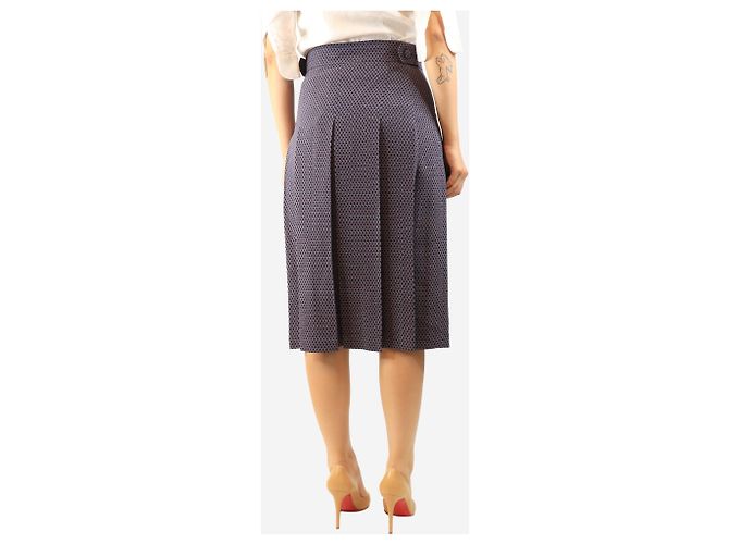 Loro Piana Falda midi plisada de seda azul marino - size UK 12 - vista 3