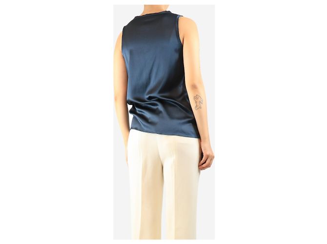 Brunello Cucinelli Ärmelloses Satin-Top in Mitternachtsblau - Größe S - Ansicht 2