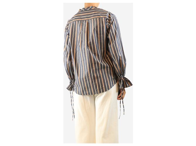 See by Chloé Grau gestreifte Bluse mit V-Ausschnitt - size UK 10 - Ansicht 2
