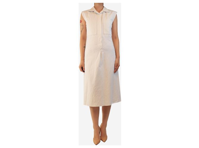 Autre Marque Ärmelloses Midi-Hemdkleid in Weiß - size UK 12 - Ansicht 3