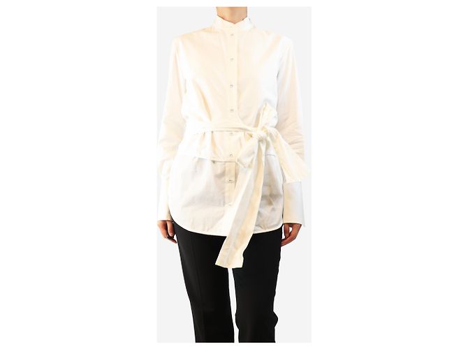Victoria Beckham Camisa blanca con cinturón - size UK 10 Blanco - vista 3