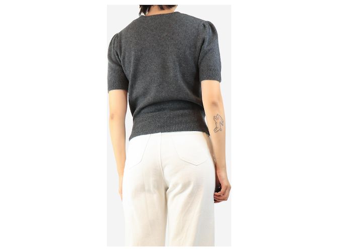 Autre Marque Pull à manches courtes froncé gris anthracite - taille M - vue 2