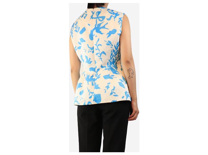 Autre Marque Oberteil mit Reißverschluss vorne, blau-weiße Rosen - size UK 12 - Ansicht 2