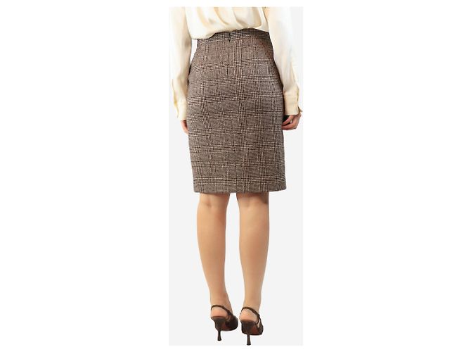 Luisa Spagnoli Falda de pata de gallo marrón - size UK 10 Castaño - vista 3