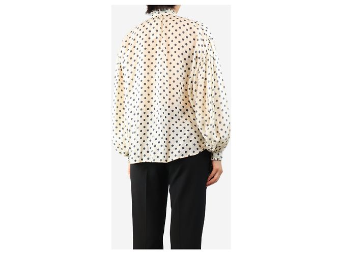 Autre Marque Weiße gepunktete Bluse - size M - Ansicht 2