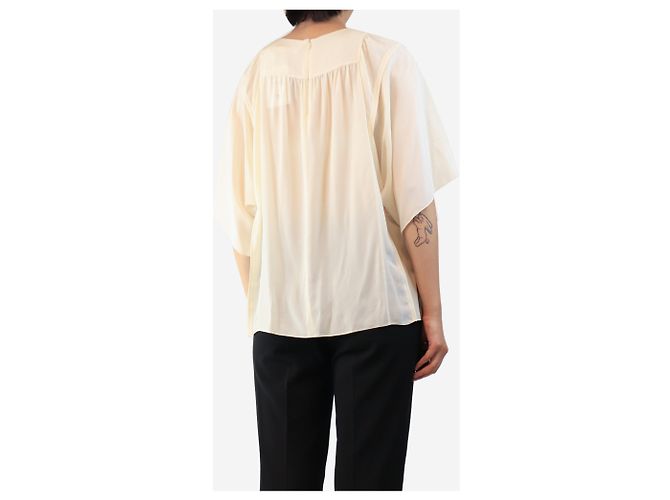 Chloé Kurzärmelige Bluse aus Seidencrepe in Creme - size UK 14 Roh - Ansicht 2