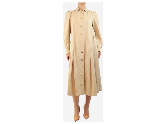 Masscob Hemdkleid aus schwerem Leinen in Neutral - size UK 10 - Ansicht 3