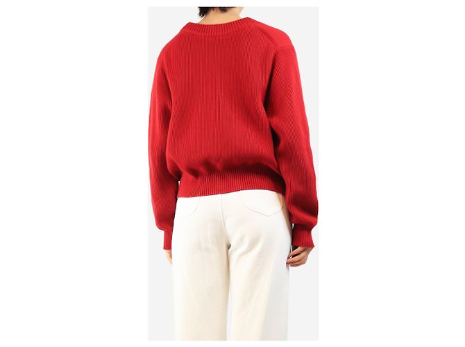 Victoria Beckham Pull en maille côtelée rouge - size M - vue 2