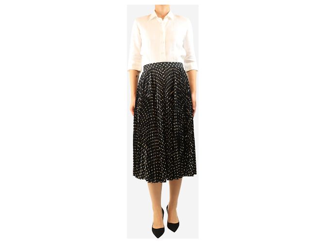 Balenciaga Falda midi plisada de lunares negros - size UK 10 - vista 2