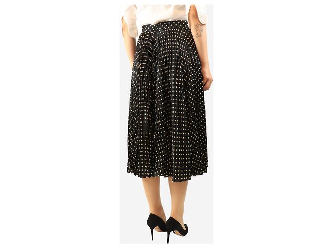 Balenciaga Falda midi plisada de lunares negros - size UK 10 - vista 3