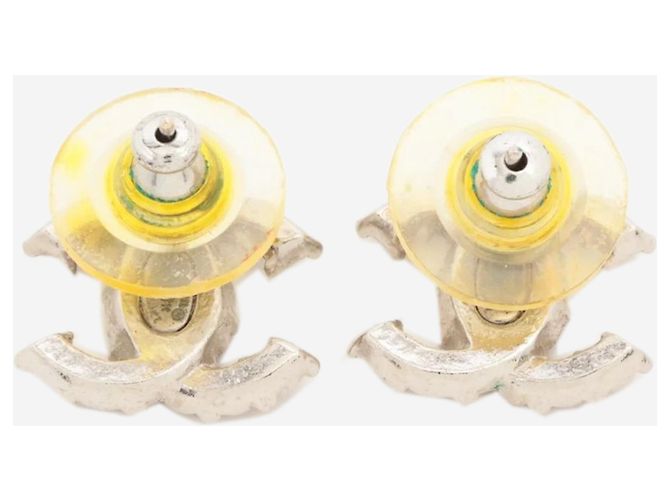 Chanel Boucles d'oreilles Silver Coco Mark A17K strass Argenté - vue 2
