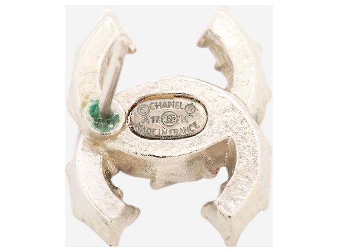 Chanel Boucles d'oreilles Silver Coco Mark A17K strass Argenté - vue 5