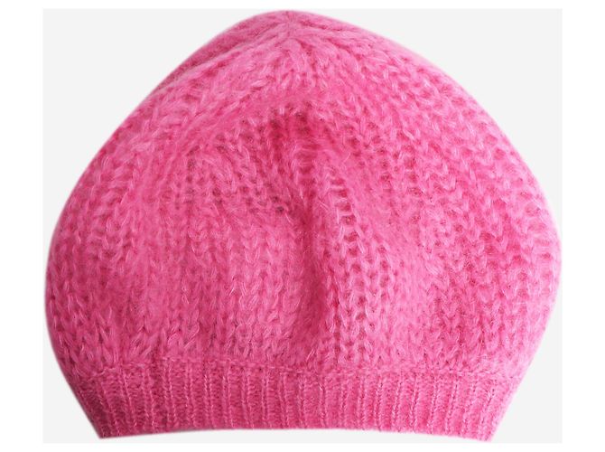 Ganni Rosa Strick-Baskenmütze Pink - Ansicht 2