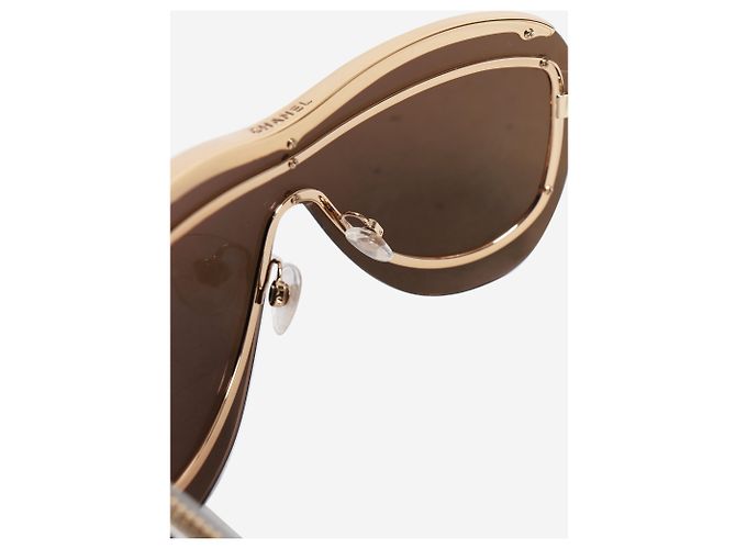 Chanel Gafas de sol shield doradas Dorado - vista 6