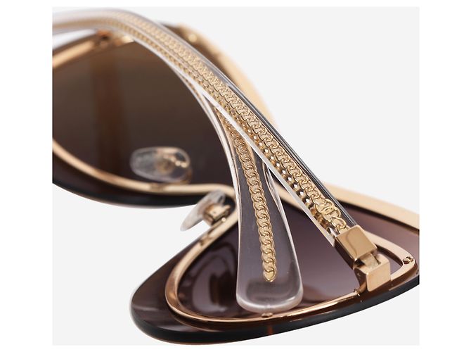 Chanel Gafas de sol shield doradas Dorado - vista 7