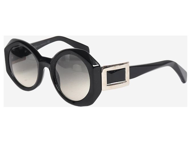 Roger Vivier Óculos de sol redondos oversized pretos - vista 2