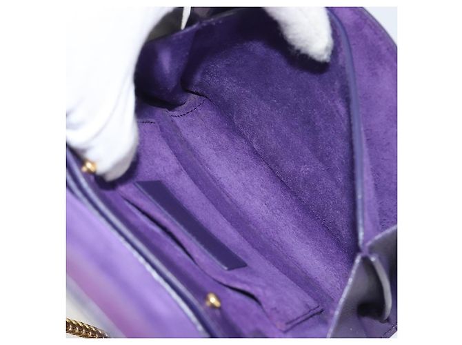 Autre Marque SAINT LAURENT Chain Shoulder Bag Leather Purple Gold Tone 311215 - vista 11