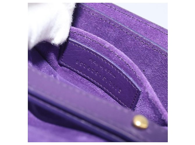Autre Marque SAINT LAURENT Chain Shoulder Bag Leather Purple Gold Tone 311215 - vista 12