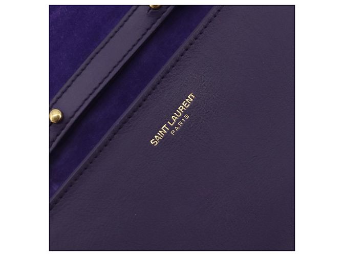 Autre Marque SAINT LAURENT Chain Shoulder Bag Leather Purple Gold Tone 311215 - vista 19