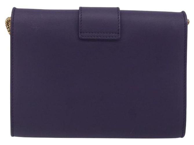 Autre Marque SAINT LAURENT Chain Shoulder Bag Leather Purple Gold Tone 311215 - vista 2