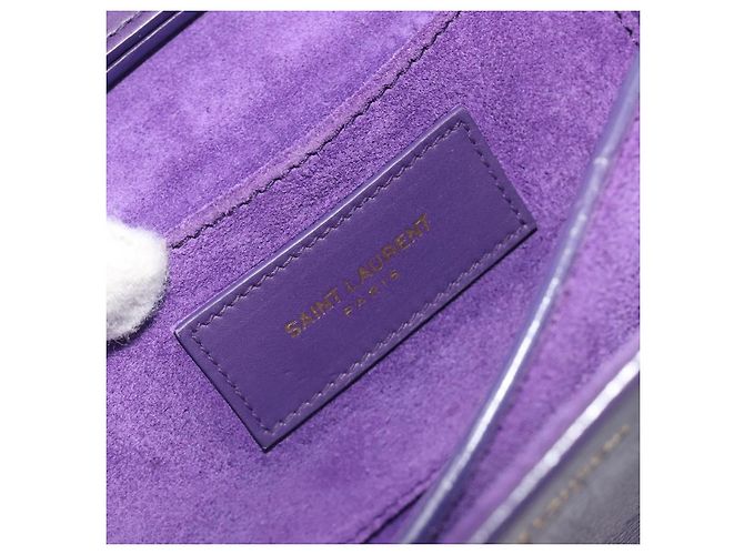 Autre Marque SAINT LAURENT Chain Shoulder Bag Leather Purple Gold Tone 311215 - vista 20