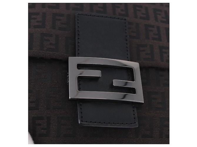 FENDI Zucchino Canvas Mamma Baguette Shoulder Bag Brown 8BT075 - vista 17