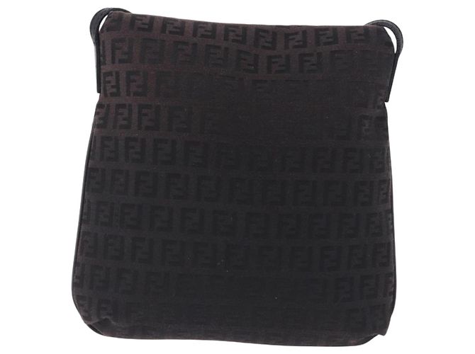 FENDI Zucchino Canvas Mamma Baguette Shoulder Bag Brown 8BT075 - vista 2