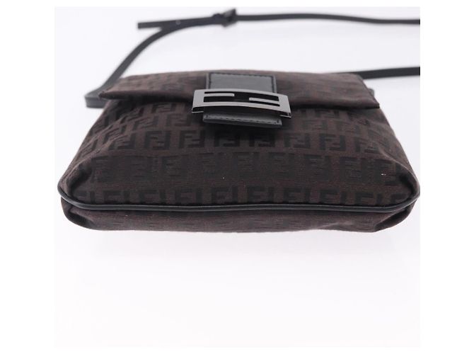 FENDI Zucchino Canvas Mamma Baguette Shoulder Bag Brown 8BT075 - vista 5