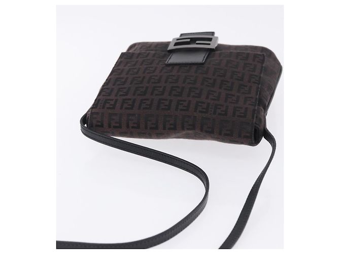 FENDI Zucchino Canvas Mamma Baguette Shoulder Bag Brown 8BT075 - vista 6