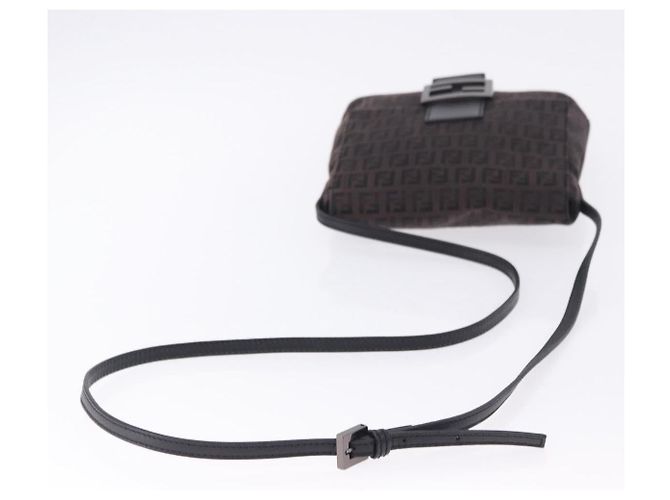 FENDI Zucchino Canvas Mamma Baguette Shoulder Bag Brown 8BT075 - vista 7