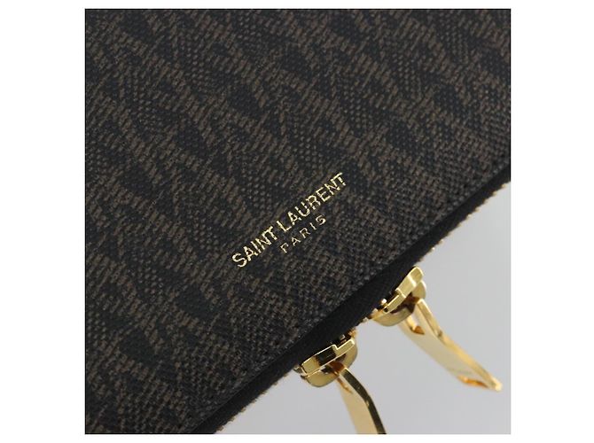 Autre Marque SAINT LAURENT Jewelry Case Accessory Case Canvas Brown Gold 344043 - vista 17