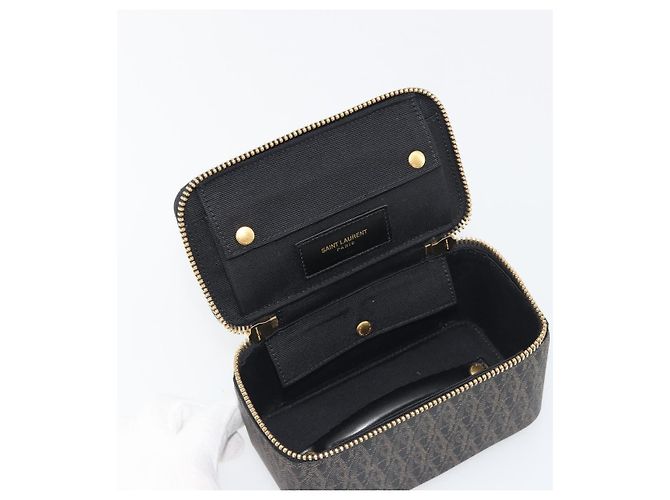 Autre Marque SAINT LAURENT Jewelry Case Accessory Case Canvas Brown Gold 344043 - vista 19