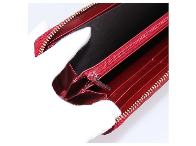 GUCCI Long Wallet Patent Leather Red Gold 308005 - vista 10