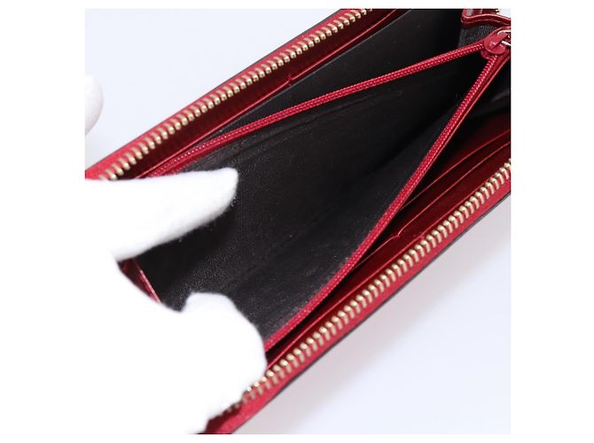 GUCCI Long Wallet Patent Leather Red Gold 308005 - vista 11
