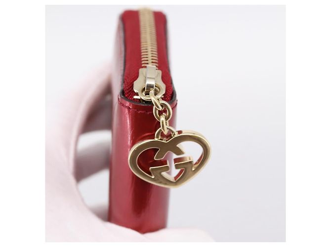 GUCCI Long Wallet Patent Leather Red Gold 308005 - vista 8