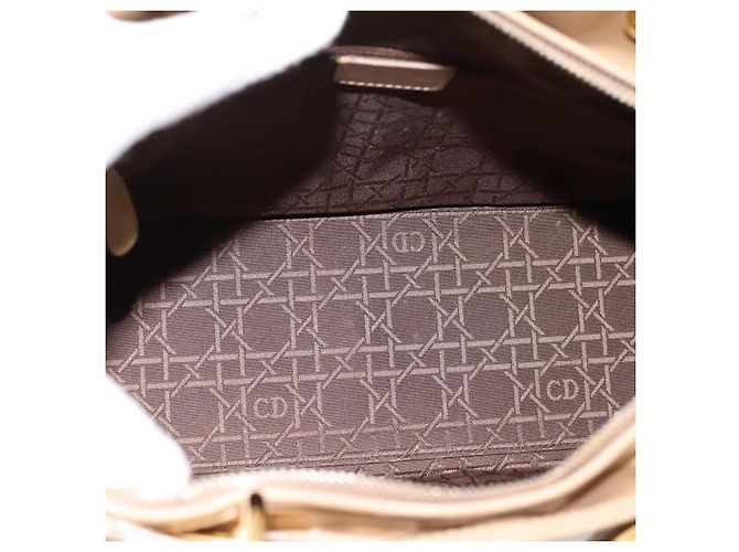 Christian Dior Cannage Lady Dior Large Hand Bag Patent Beige Gold - vista 11