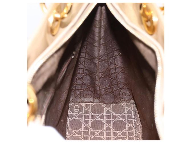 Christian Dior Cannage Lady Dior Large Hand Bag Patent Beige Gold - vista 21
