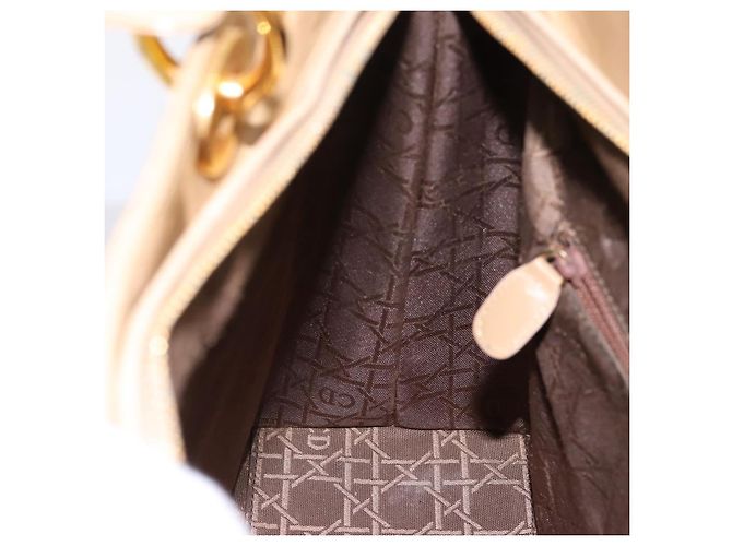 Christian Dior Cannage Lady Dior Large Hand Bag Patent Beige Gold - vista 22
