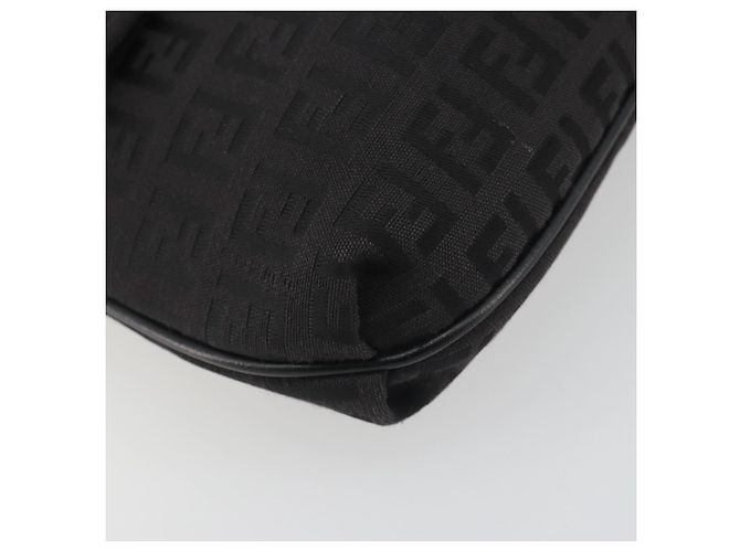 FENDI Zucchino Canvas Mamma Baguette Shoulder Bag Black - vista 15