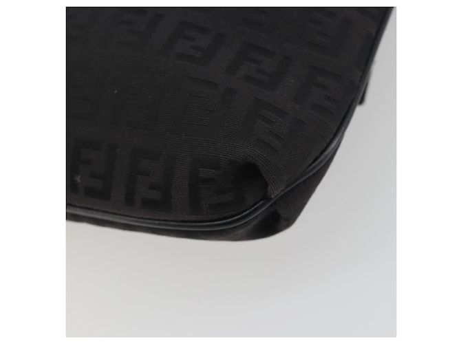 FENDI Zucchino Canvas Mamma Baguette Shoulder Bag Black - vista 16