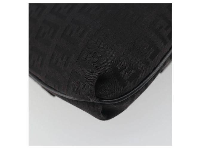 FENDI Zucchino Canvas Mamma Baguette Shoulder Bag Black - vista 17