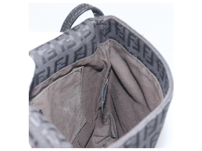 FENDI Zucchino Canvas Mamma Baguette Shoulder Bag Black - vista 21
