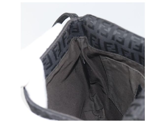 FENDI Zucchino Canvas Mamma Baguette Shoulder Bag Black - vista 22