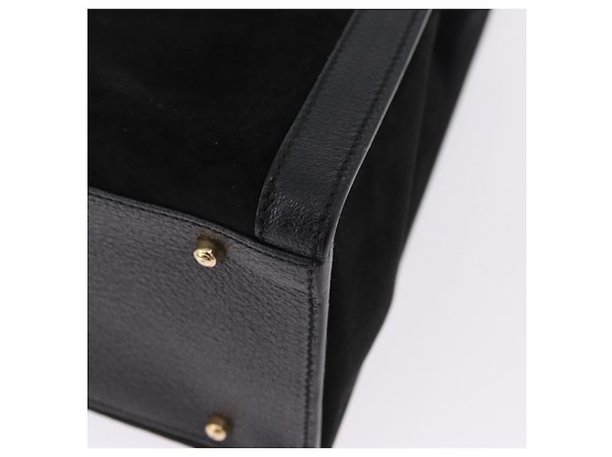 GUCCI Bamboo Hand Bag Suede Black Gold Tone 002 1186 0260 - vista 15