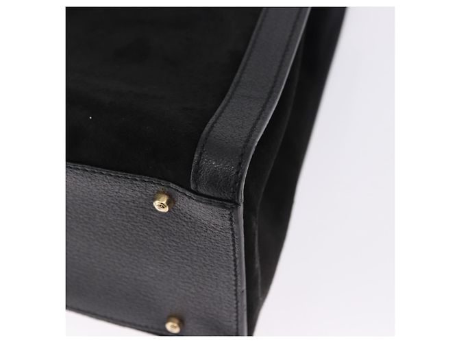 GUCCI Bamboo Hand Bag Suede Black Gold Tone 002 1186 0260 - vista 17